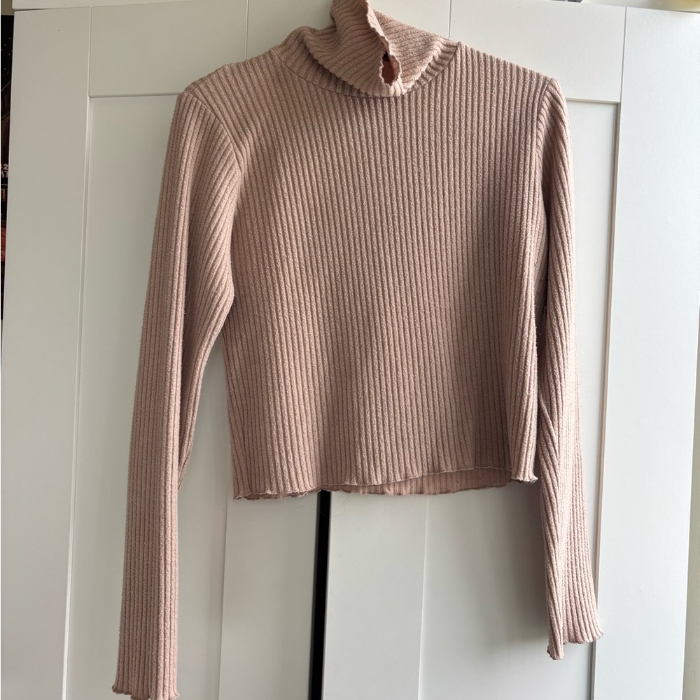 OAK+FORT Ribbed Mock Neck Sweater